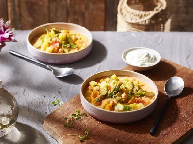 Cremig gegart: Kartoffelragout mit grünem Spargel