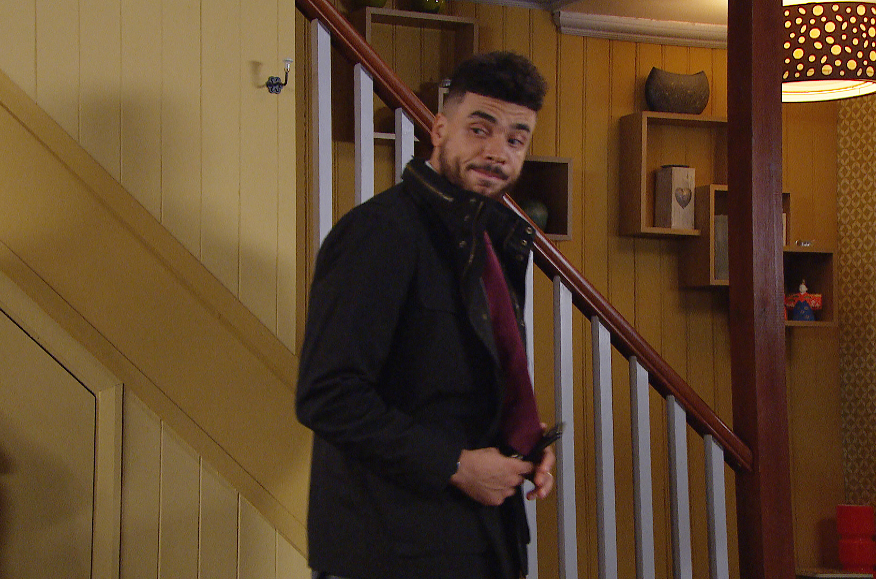 Nate hasn't been seen since he supposedly moved to Shetland having been left by Tracy who wrongly thought he'd been having an affair with Moira thanks to his dad Cain who had it all wrong. (Image credit: ITV)