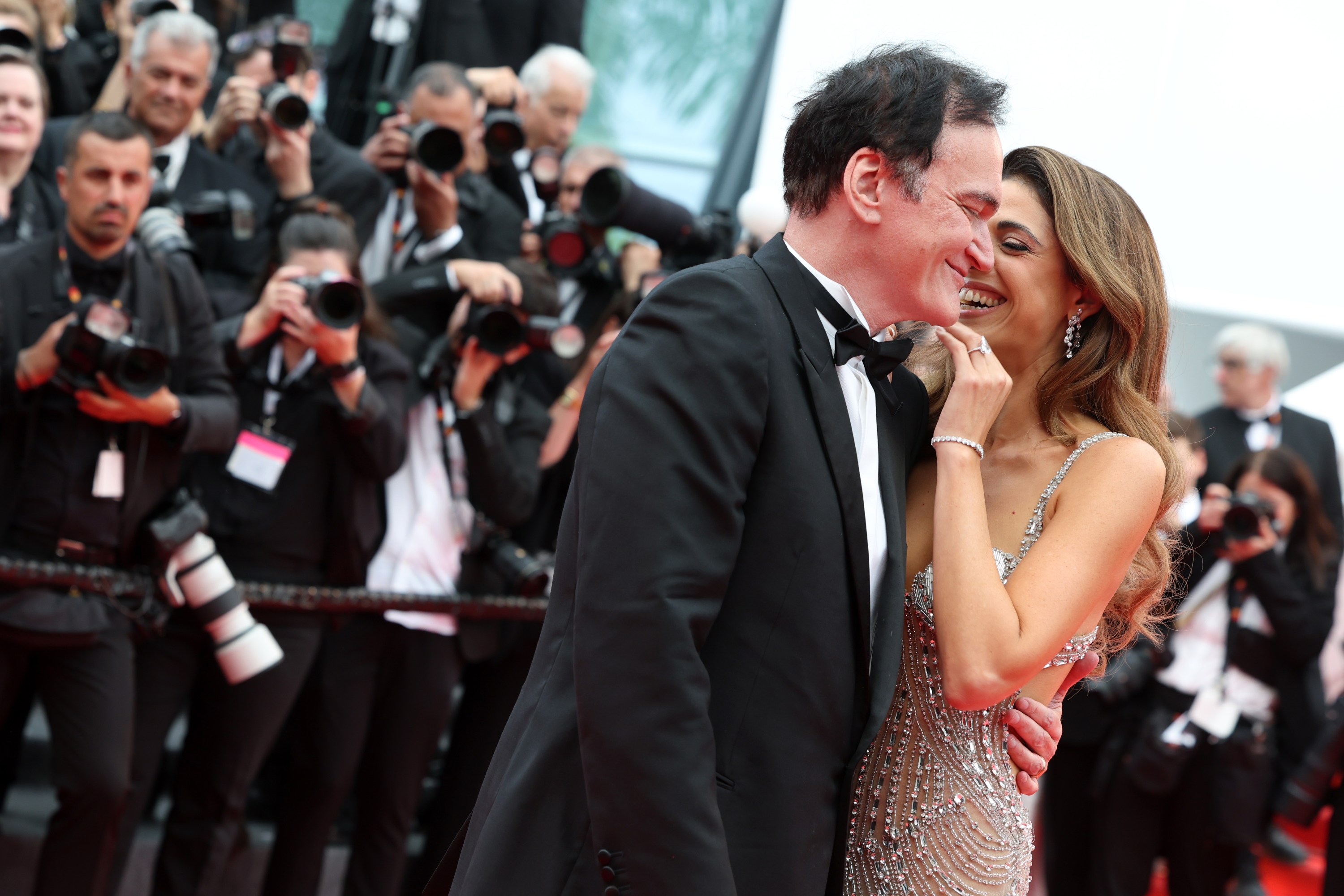 Quentin Tarantino and Daniella Tarantino attend the opening ceremony at the 78th Cannes Film Festival at Palais des Festivals on May 13, 2025.