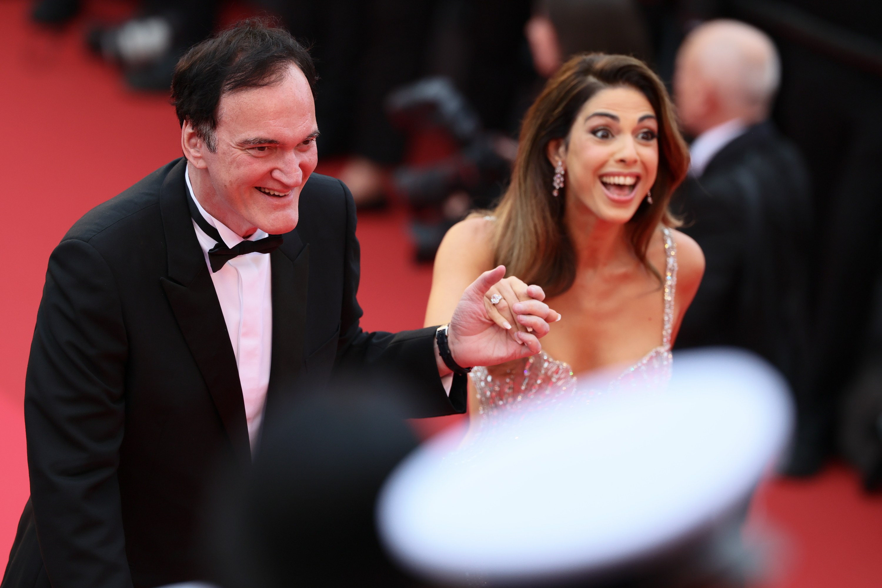Quentin Tarantino and Daniella Tarantino attend the opening ceremony at the 78th Cannes Film Festival at Palais des Festivals on May 13, 2025.