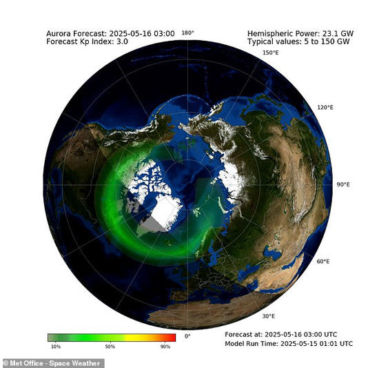 The Met Office predicts that the arrival of the solar eruption could create a chance to see the Northern Lights over Scotland 
