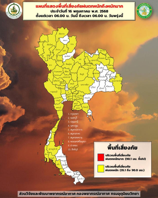 พยากรณ์อากาศ เตือน ไทยมีฝนตกหนักบางแห่ง เช็กจังหวัดเสี่ยงน้ำท่วม