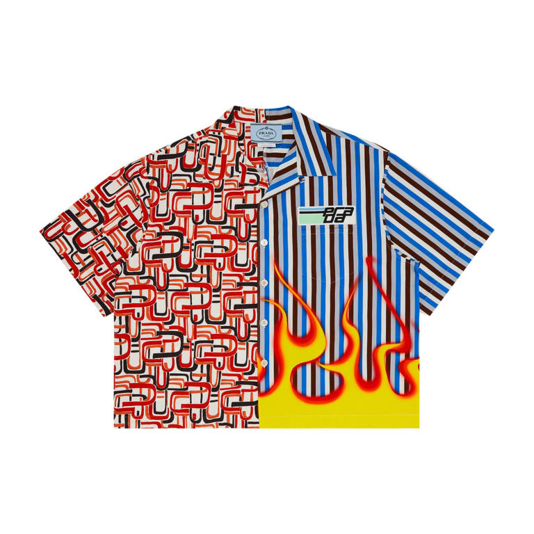 Prada Split Flame Double Match Bowling Shirt