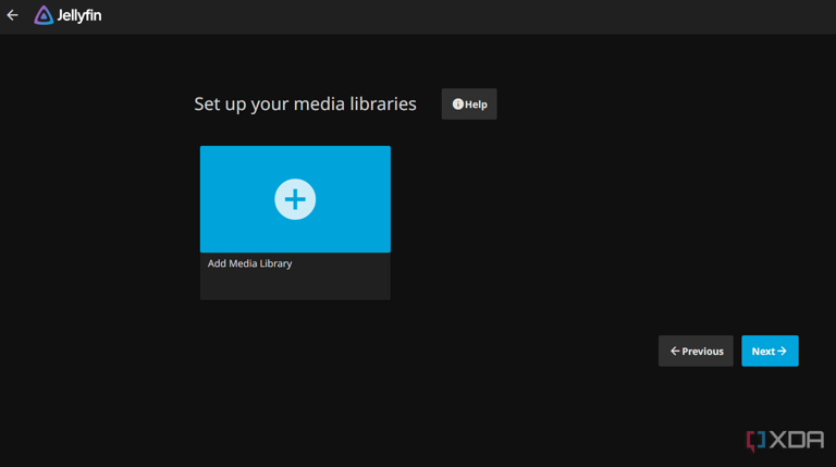 Screenshot showing Jellyfin media setup screen
