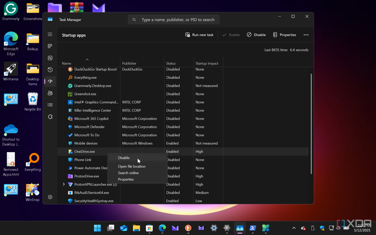 Shows how to disable startup apps from Task Manager on Windows 11