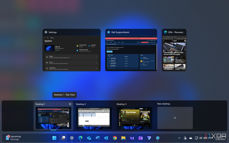 Shows choosing your virtual desktop to use