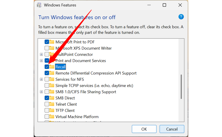 The option to disable Recall. 