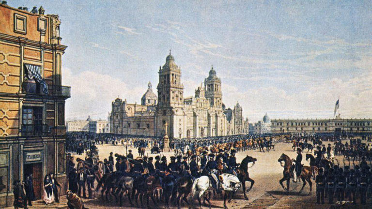 Una ilustración que muestra la entrada de las tropas estadounidenses a Ciudad de México en 1847, un punto de inflexión en la relación bilateral.