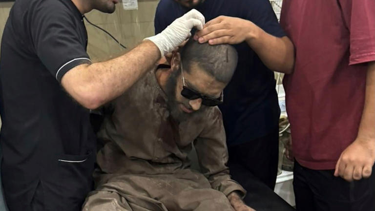 A person injured in the missile attack is treated in hospital in Bahawalpur, Pakistan. Pic: AP