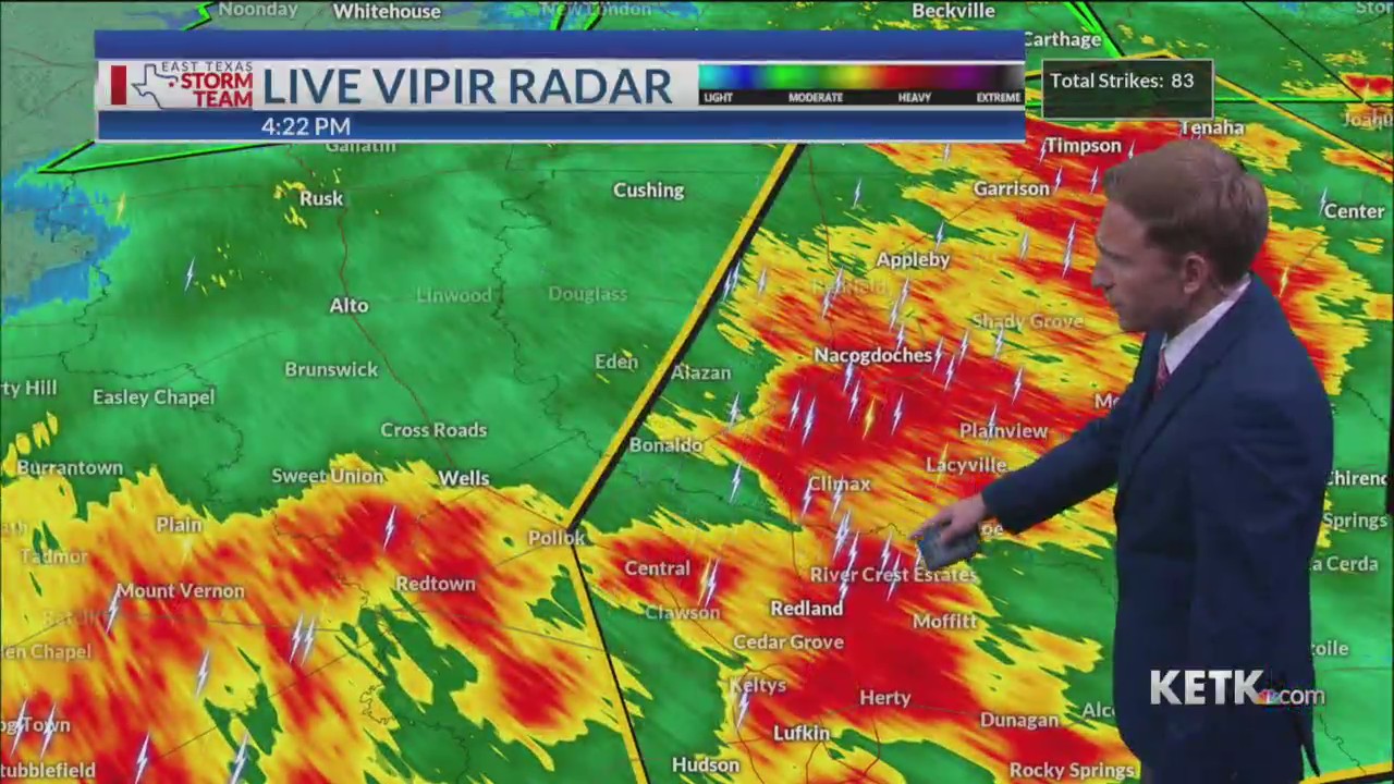 Tuesday Evening Forecast Severe Storms Moving Out Of East Texas