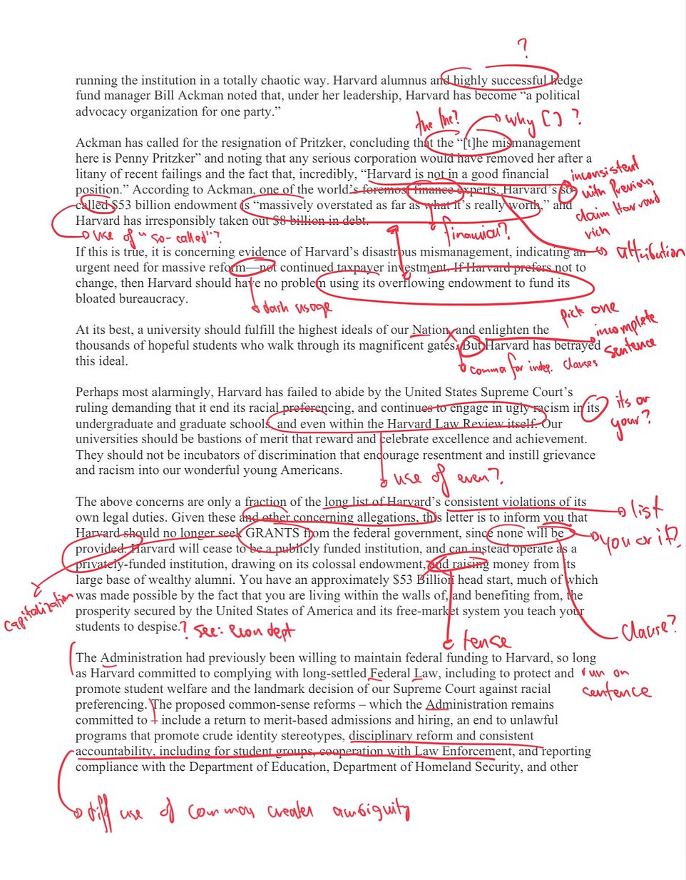 Harvard letter errors spark mockery of Trump's education secretary