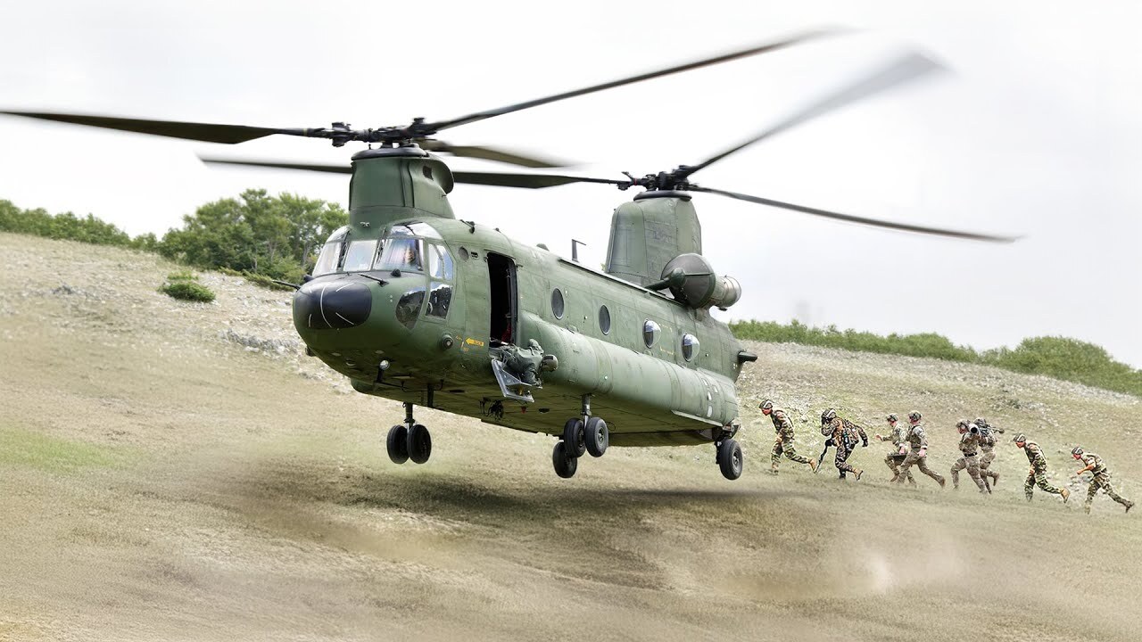 Watch a US CH-47 Chinook make a dramatic hillside landing