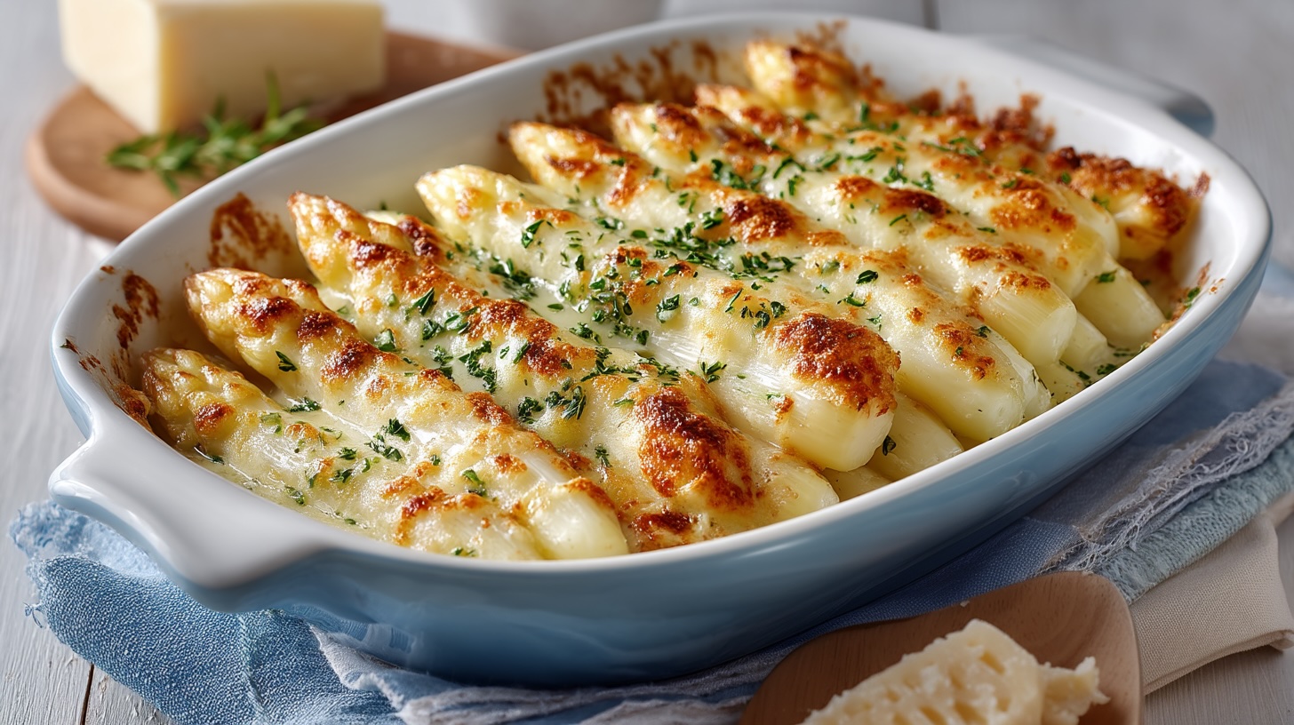 Parmesan-Spargel aus dem Ofen mit cremiger Soße