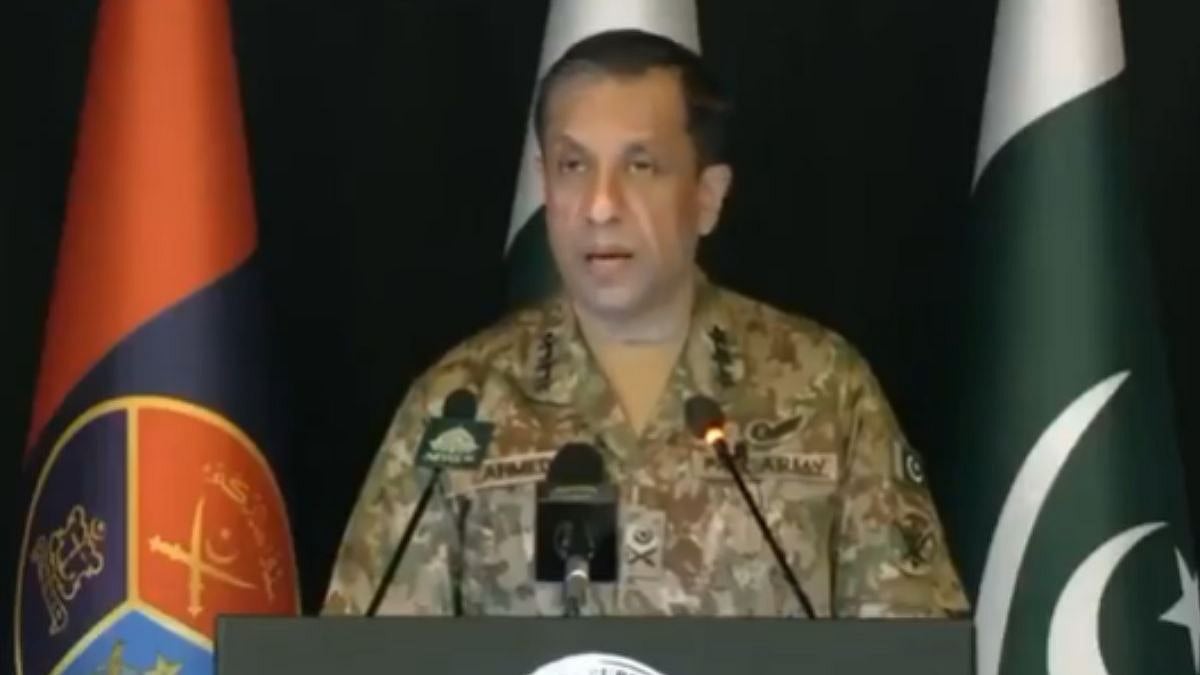 ISPR Major General Ahmed Sharif Chaudhry speaking to the media
