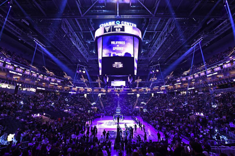 An overall view of Chase Center before the game between the Los Angeles Sparks and the Golden State Valkyries during the WNBA Preseason Game on May 6, 2025 at Chase Center in San Francisco, California