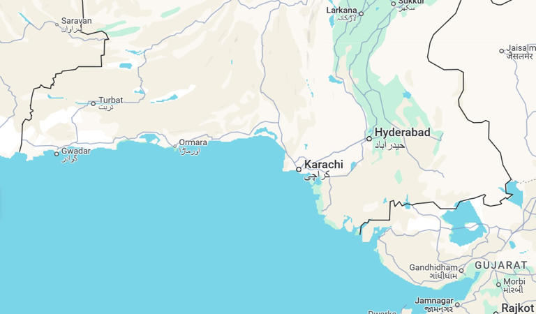 A Google Maps screenshot showing Karachi.