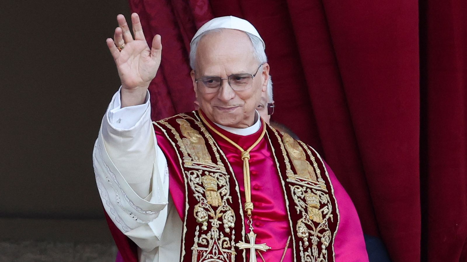 Newly-elected Pope Leo XIV appears on the balcony of St Peter's Basilica at the Vatican. Pic: Reuters