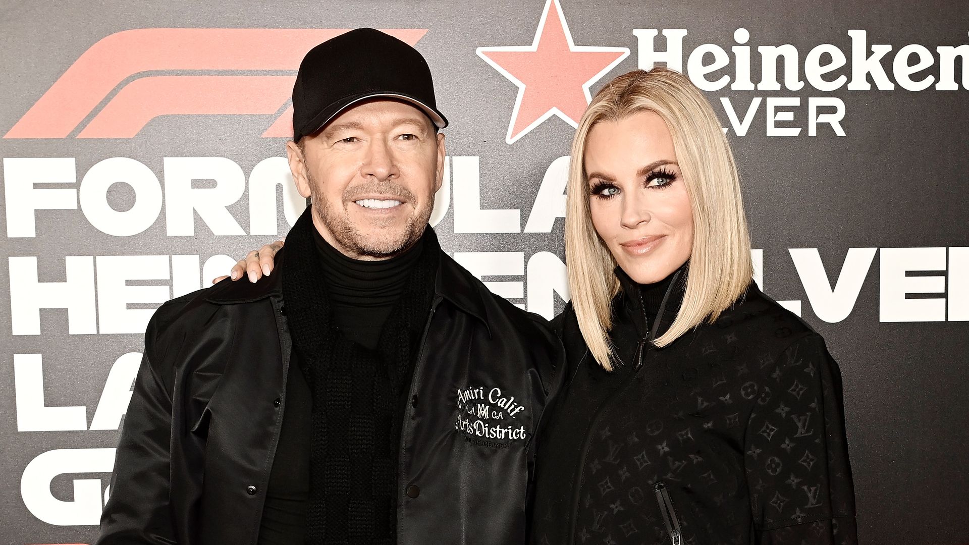 Donnie Wahlberg and Jenny McCarthy attend the F1 Grand Prix of Las Vegas on November 23, 2024 in Las Vegas, Nevada