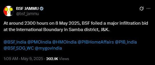 Border force foils major infiltration bid in J&K's Samba amid India-Pak tensions