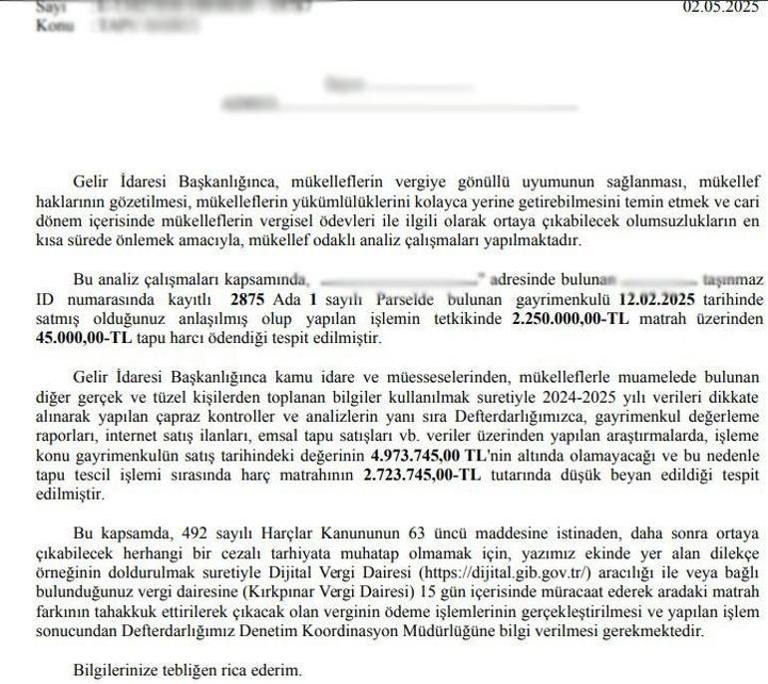 Tapu bedelini düşük gösterenler dikkat: Evlere tebligatlar gönderilmeye başlandı