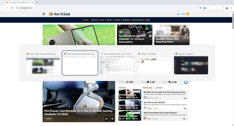 The Task Switcher in Windows 11.