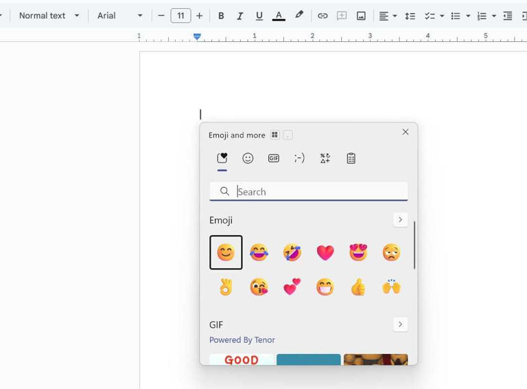 The emoji picker in Windows 11.