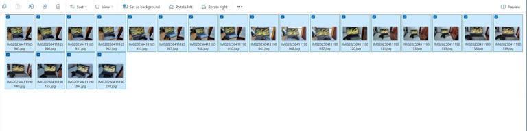 Numerous image files selected using Ctrl+A in Windows 11.
