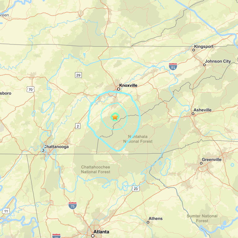 Earthquake map tennessee