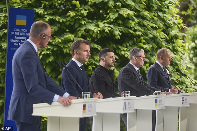 The leaders gave a joint press conference in Kyiv on Saturday afternoon following the latest meeting of the 'coalition of the willing'