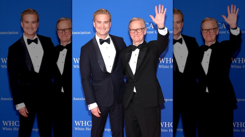Peter Doocy and Steve Doocy posing for photos together