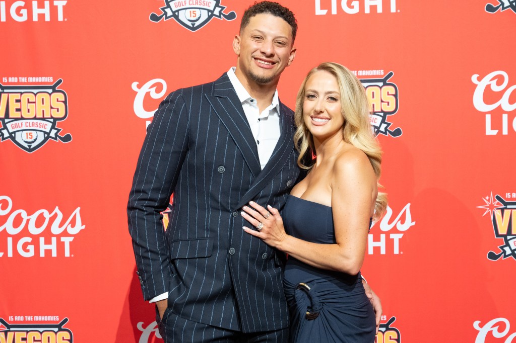 Brittany Mahomes slips into strapless navy gown for husband Patrick's 15 and the Mahomies Foundation Gala