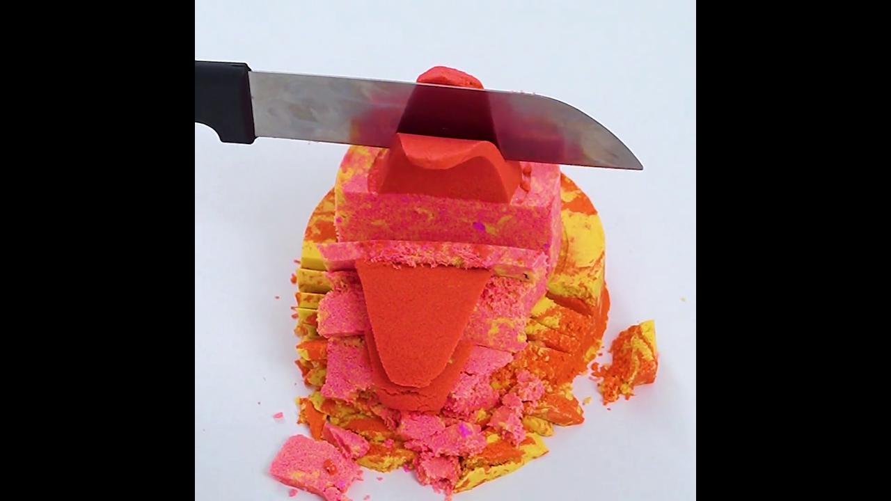 Relaxing Knife Cutting Red Mixed Color Sand