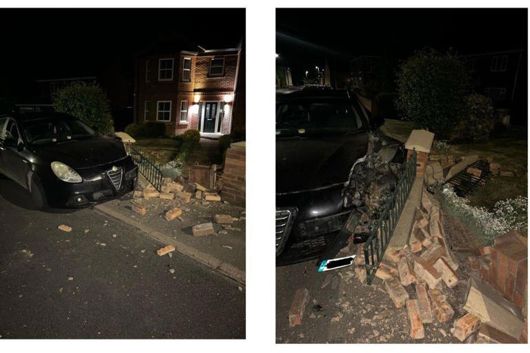 Driver fled the scene after crashing car into garden wall in late night ...