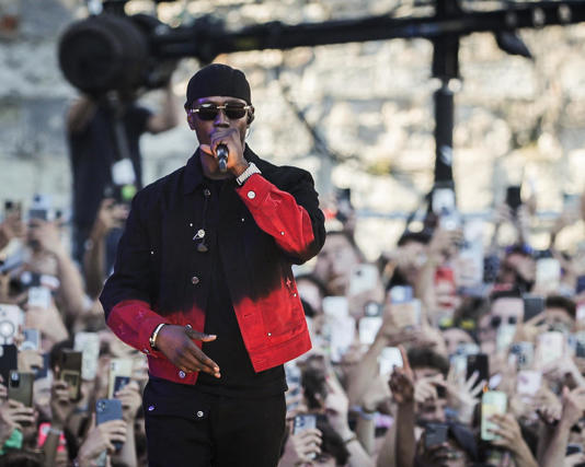 Werenoi on stage at the Francofolies de La Rochelle music festival, in La Rochelle in July 2024. Photograph: Thibaud Moritz/AFP/Getty Images
