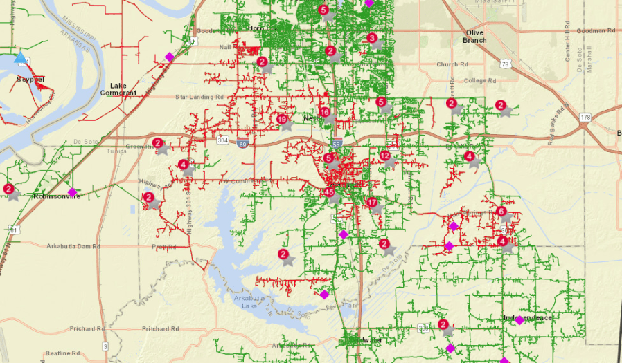 Power Out For Thousands In DeSoto Shelby Counties
