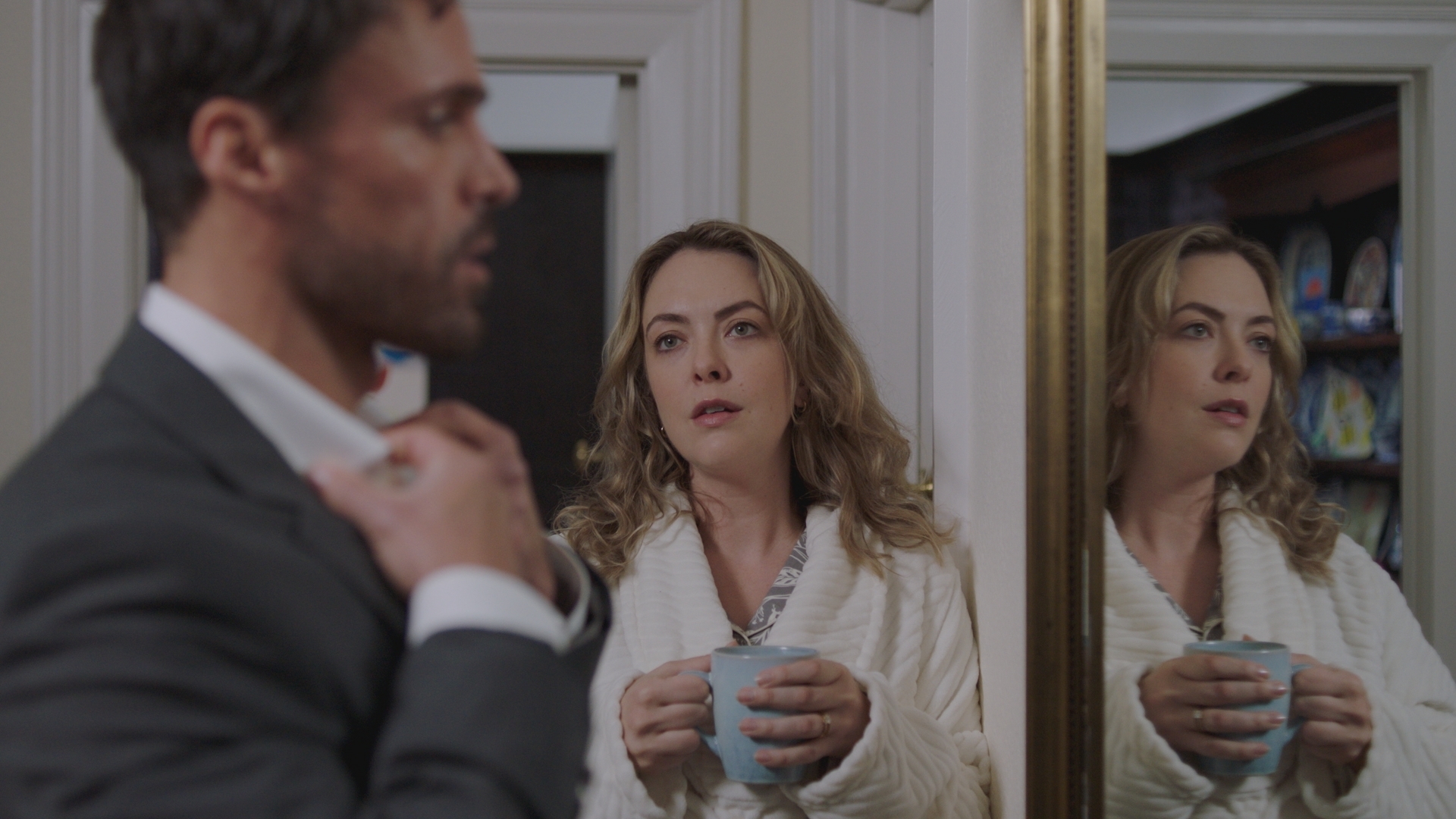 Domestic hiss. All is not well between Flynn and Claire... (Image credit: BBC STUDIOS. )