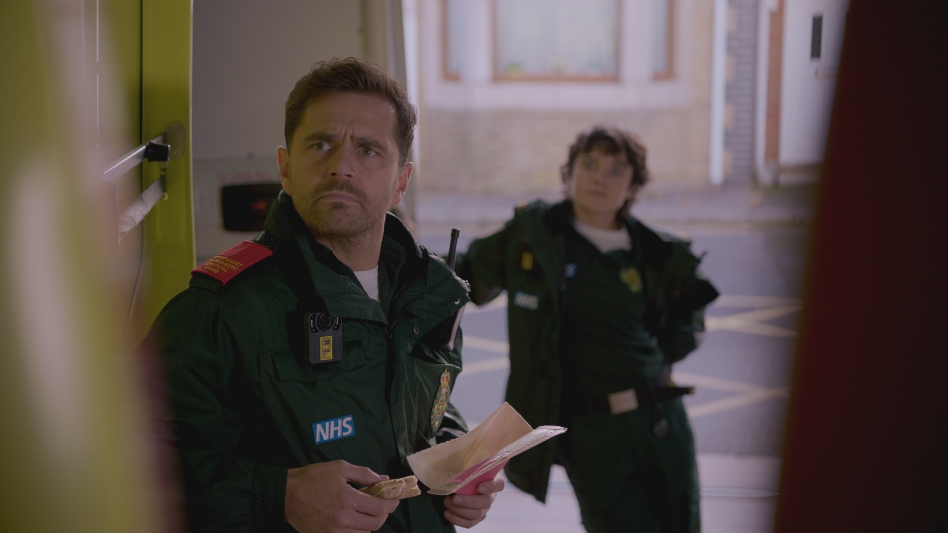 Iain and Indie score Jacob and Teddy. Which paramedic will be told to sashay away?? (Image credit: BBC STUDIOS. )