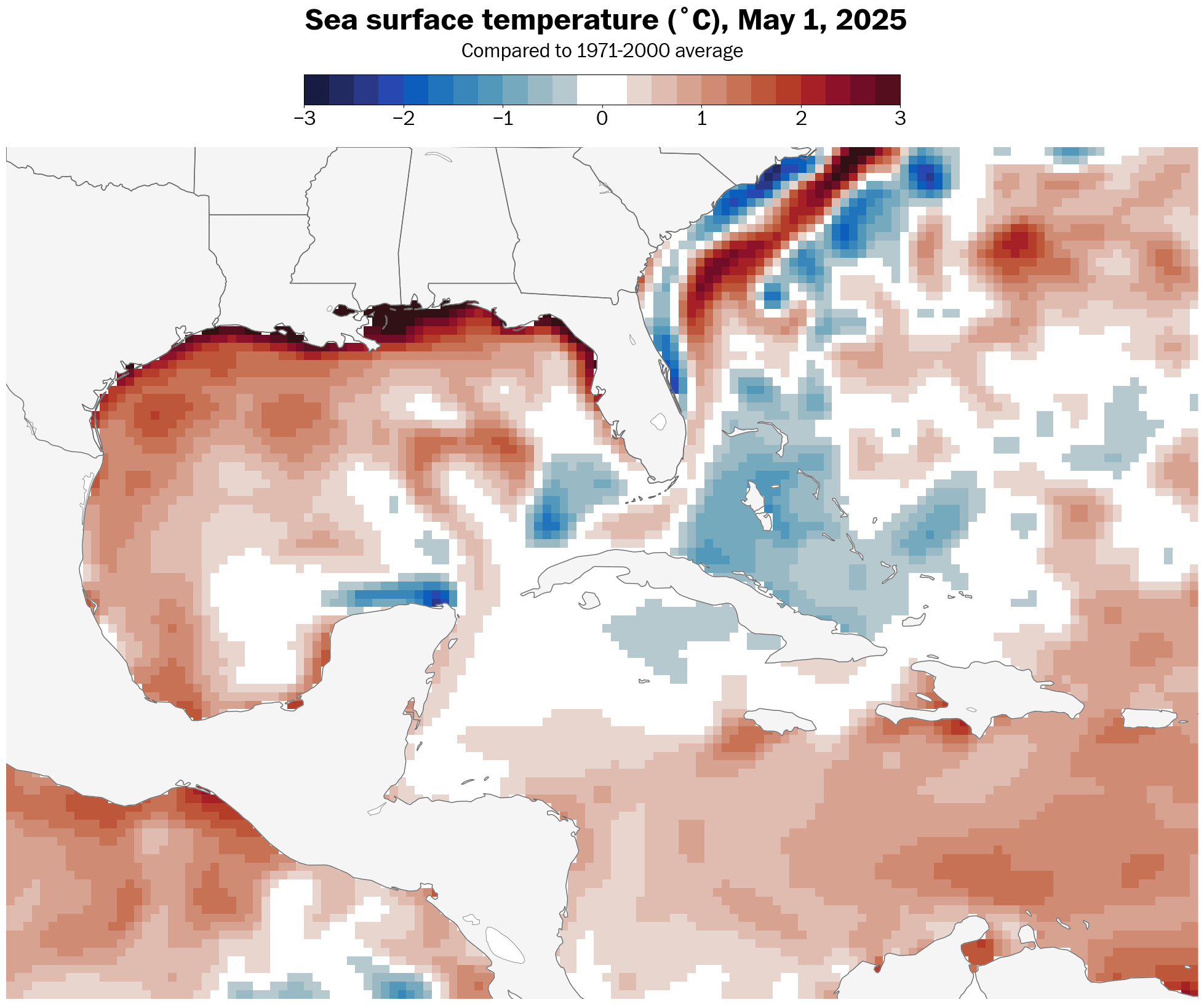 A heat dome has caused sea surface temperatures in the Caribbean and Gulf to dramatically warm during mid-May.