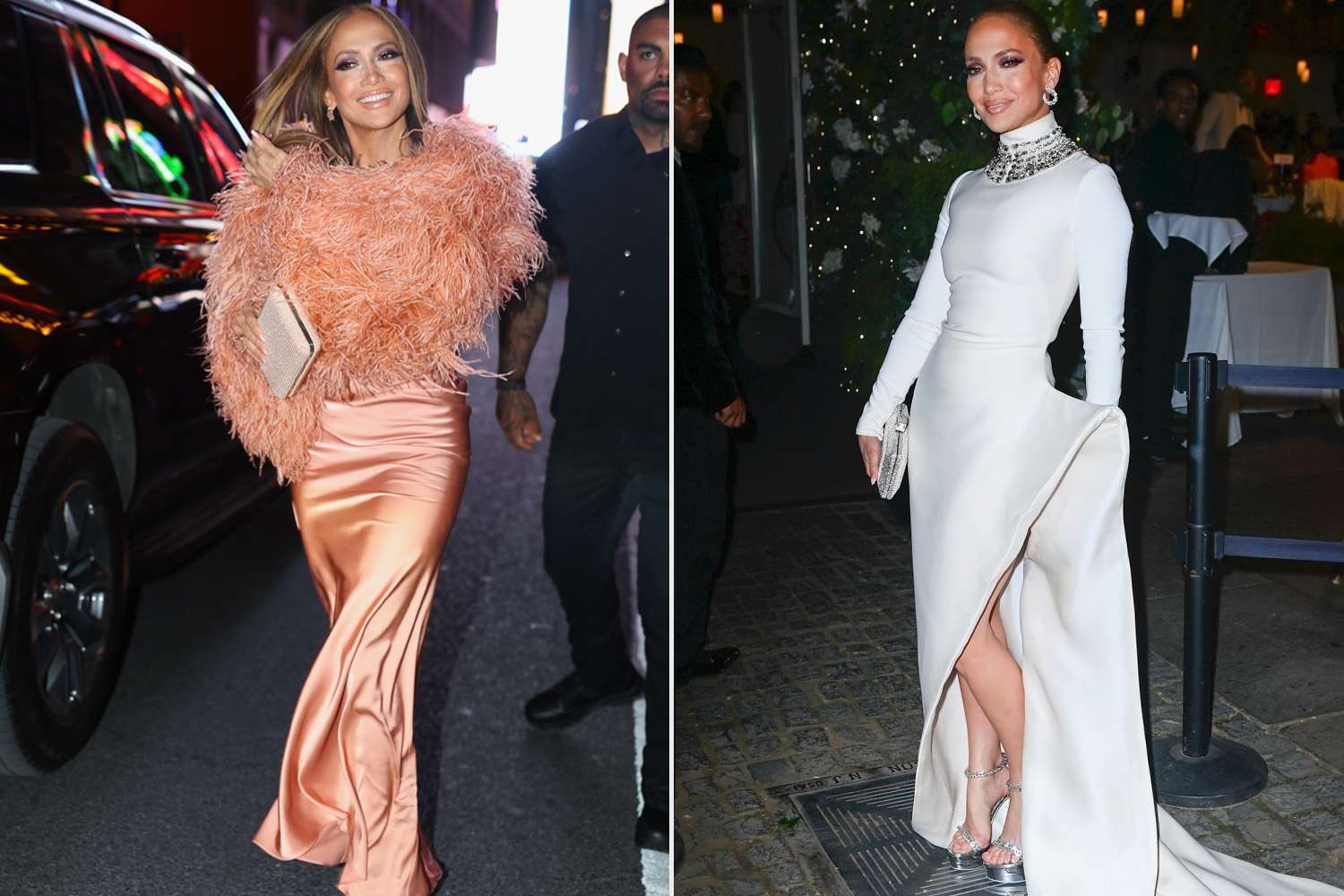 Jennifer Lopez Goes from AllPink Fur Princess to a Dream in White in