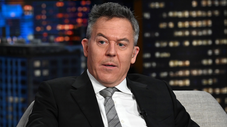 Greg Gutfeld frowning while hosting "Gutfeld!" in 2022