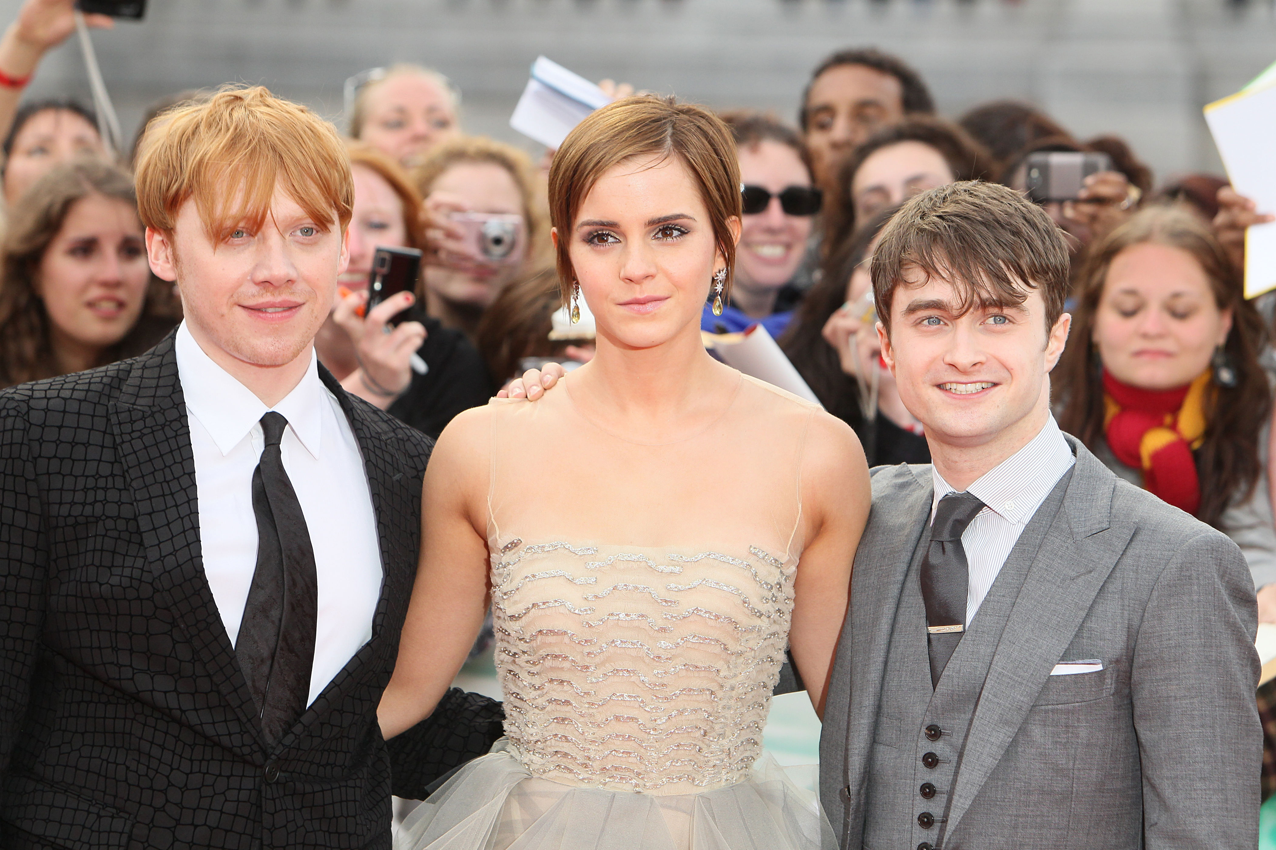Rupert Grint, Emma Watson and Daniel Radcliffe, stars of the original movies (Dominic Lipinski/PA) (PA Archive)