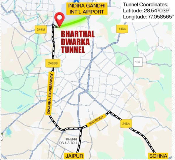 Bharthal Dwarka tunnel map