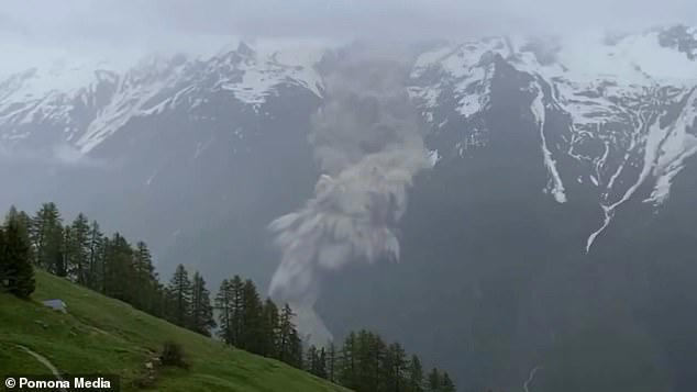 Moment Swiss village is buried, with 'many homes' destroyed by massive glacier
