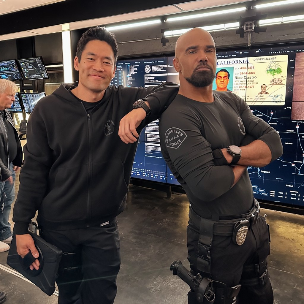 David Lim and Shemar Moore on the set of “S.W.A.T.” davidbradleylim/Instagram