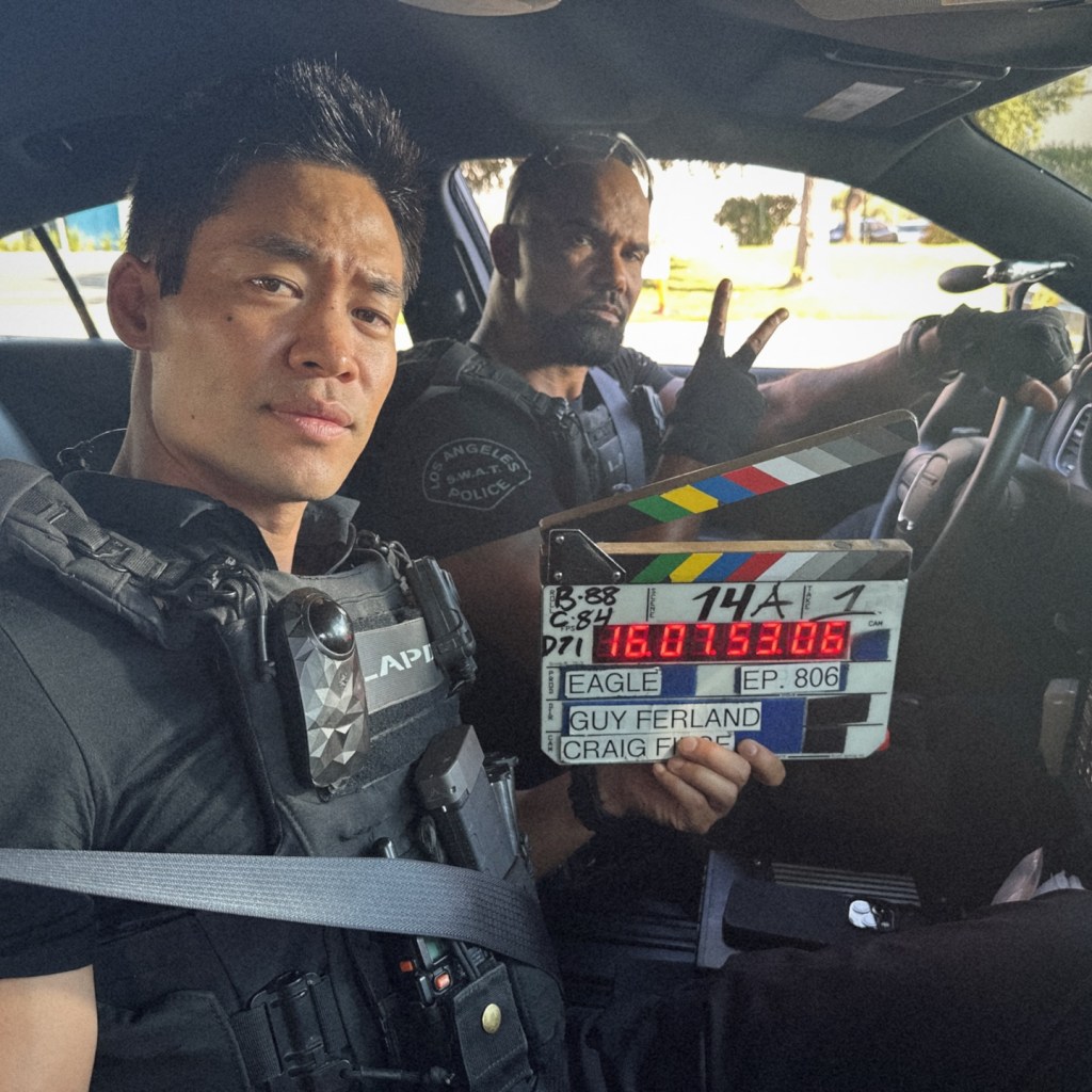 David Lim and Shemar Moore filming “S.W.A.T.” davidbradleylim/Instagram