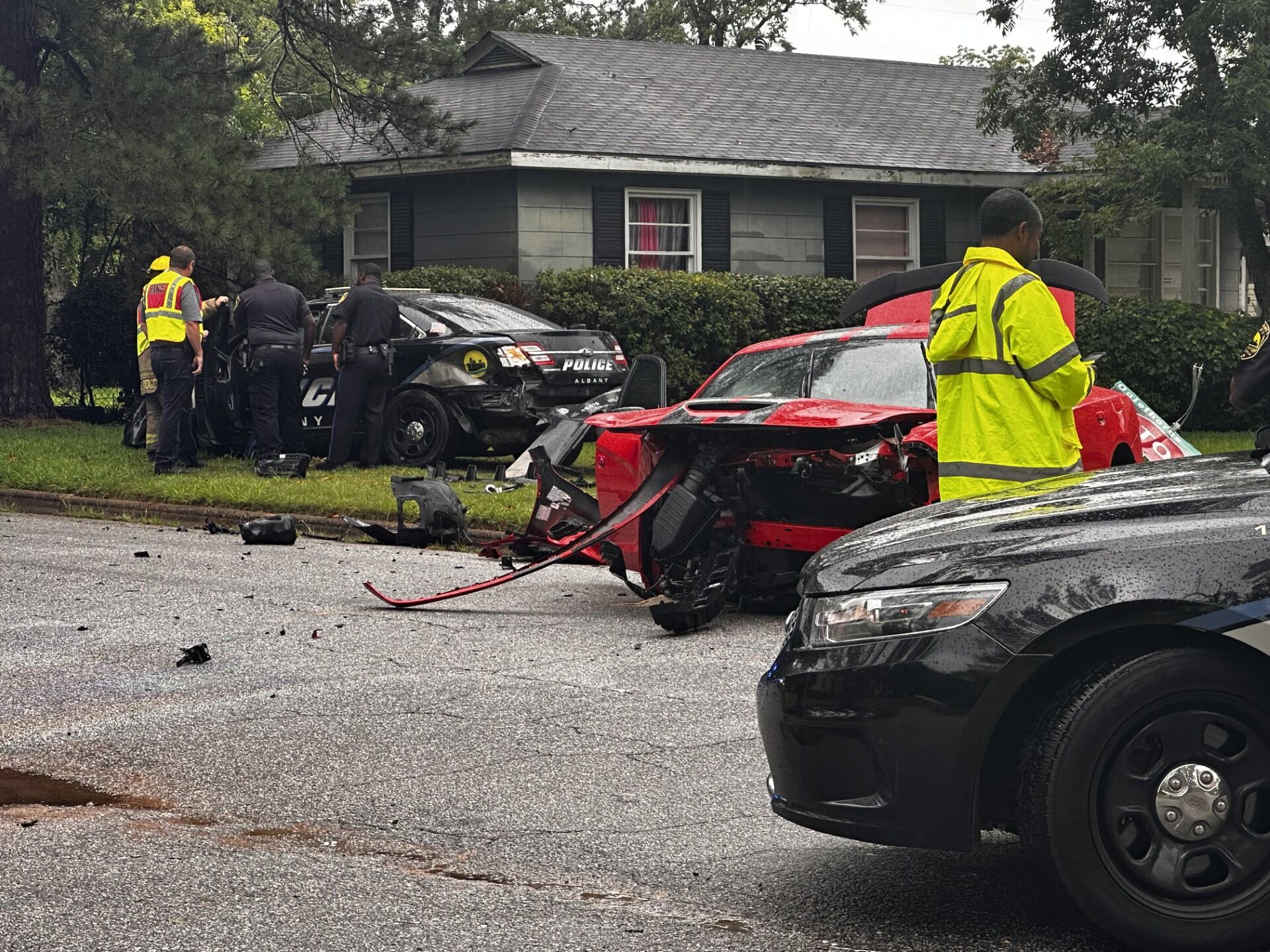 Albany PD officer involved in crash, street sign run over
