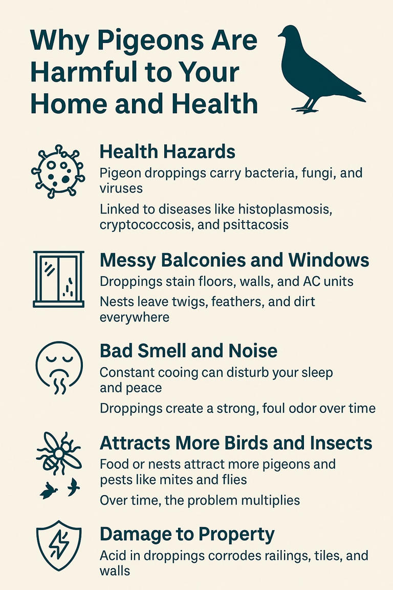 No more Pigeons: 5 simple tricks to keep them off your balcony naturally