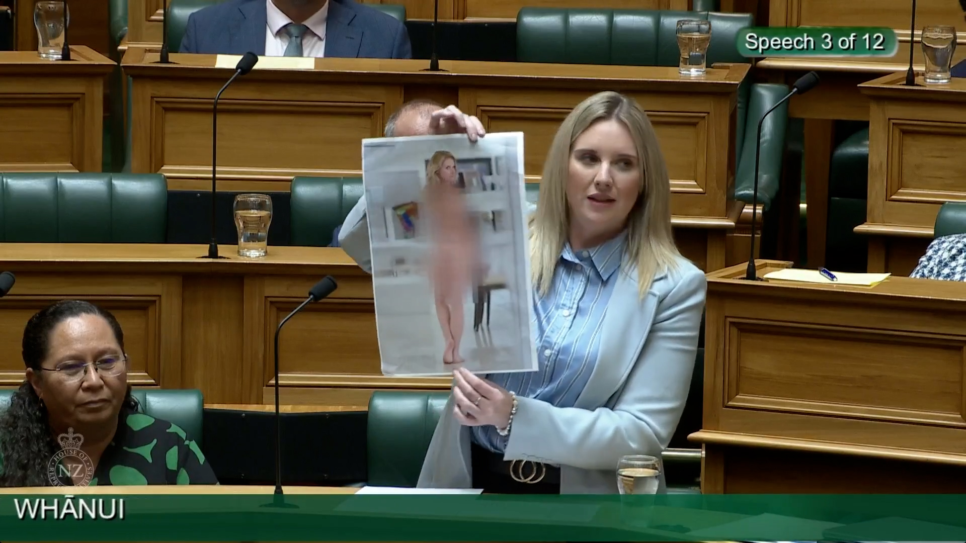 MP holds up a naked photo of herself in parliament to prove an important point