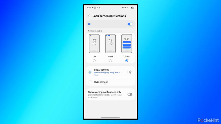 Samsung lock screen notification settings.