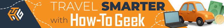 A laptop and car with the text 'Travel Smarter With How-To Geek' alongside